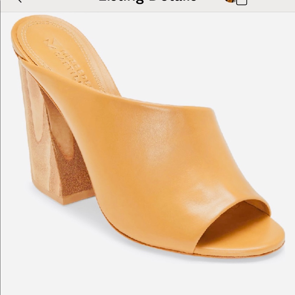 NWT - Mercedes Castillo Izar - Leather Mules in Light Tan Leather & Wooden Heel - Picture 6 of 16